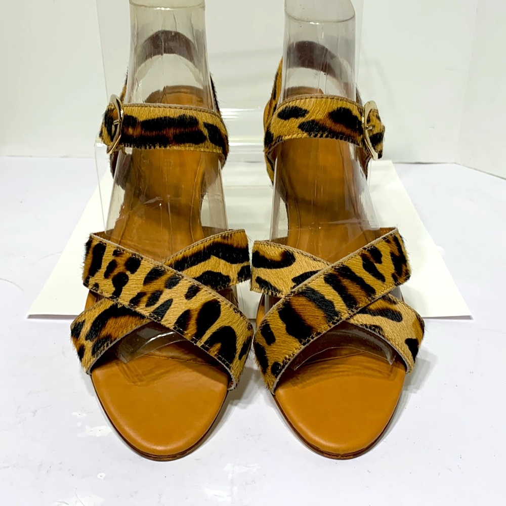 Cheetah sandals criss cross leather